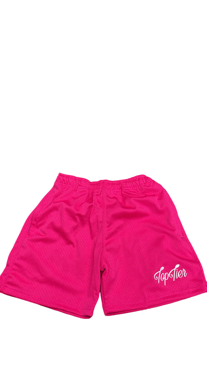 Top Tier Mesh Shorts Neon Pink/White