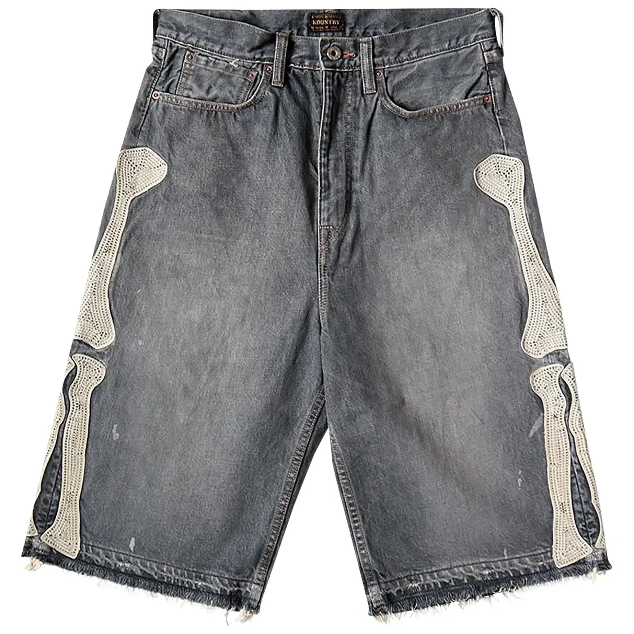 Kapital 14oz Charcoal Denim Shorts Bone