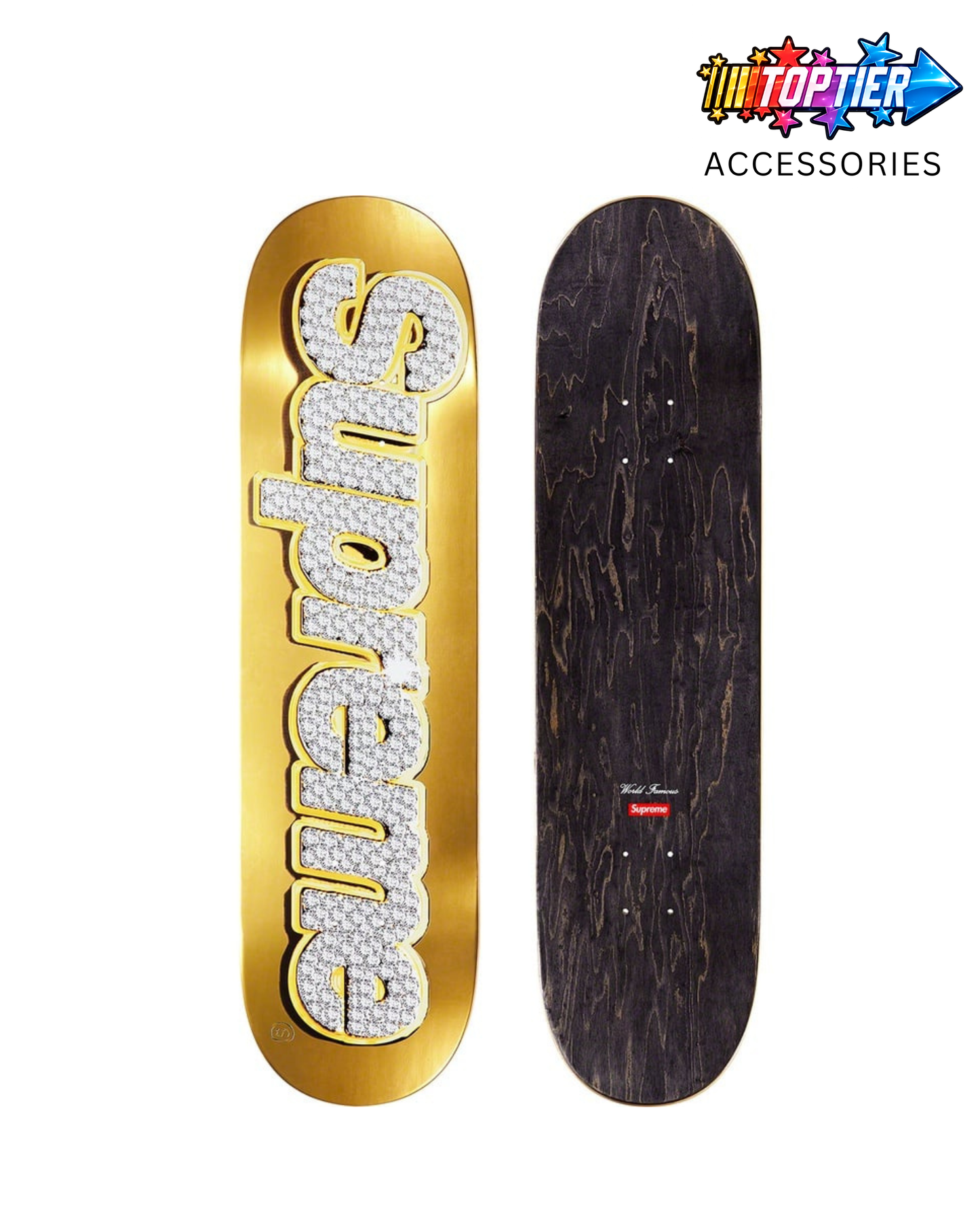 Supreme Gold Bling Box Logo Skateboard