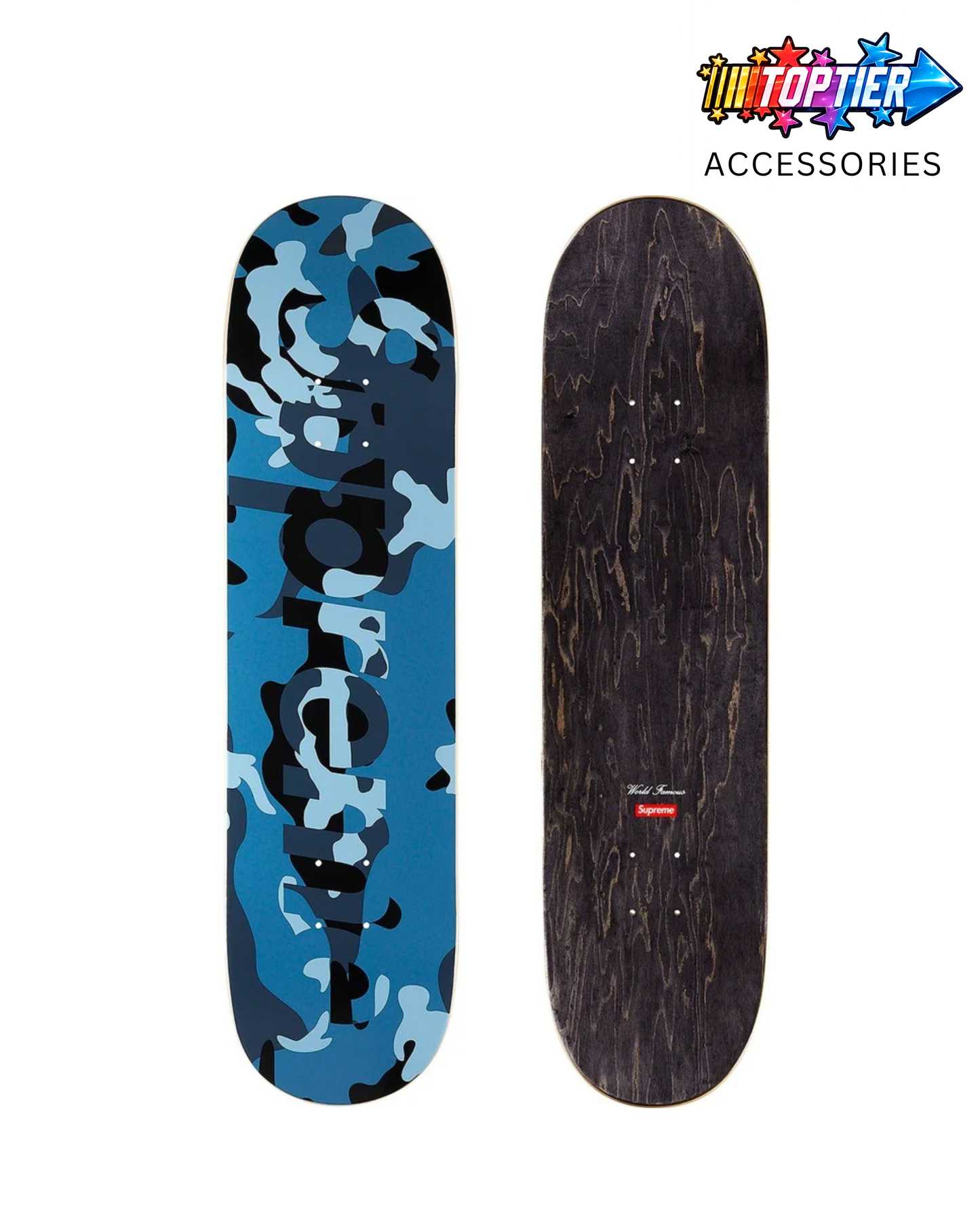 Supreme Blue Camo Logo Skateboard
