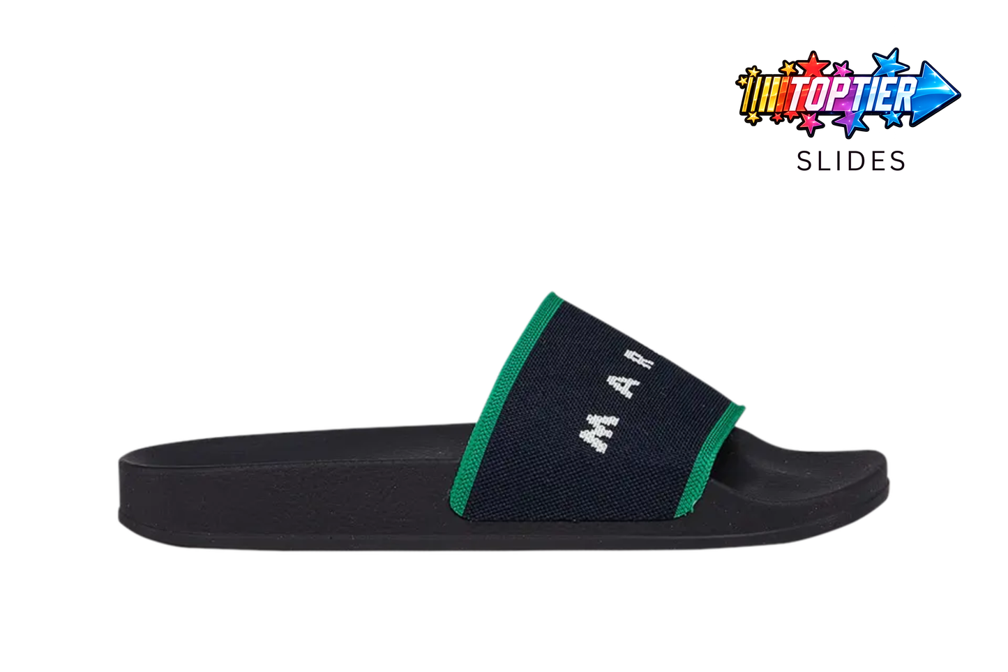 Marni Jacquard Rubber Slide "Black Green" Womens