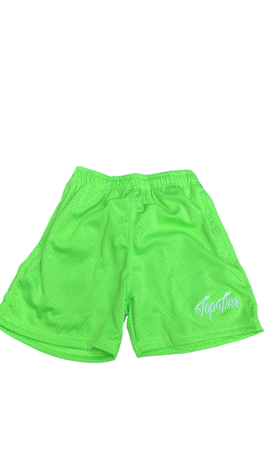 Top Tier Mesh Shorts Neon Green/White