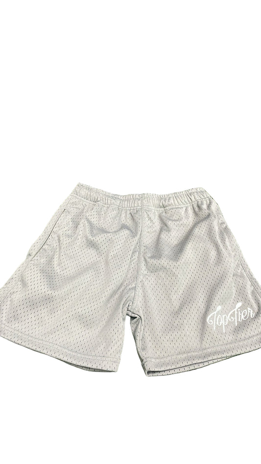 Top Tier Mesh Shorts Light Grey/White