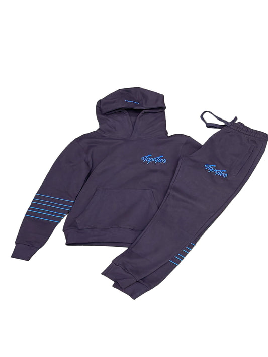 Top Tier Sweatsuit Black/Blue