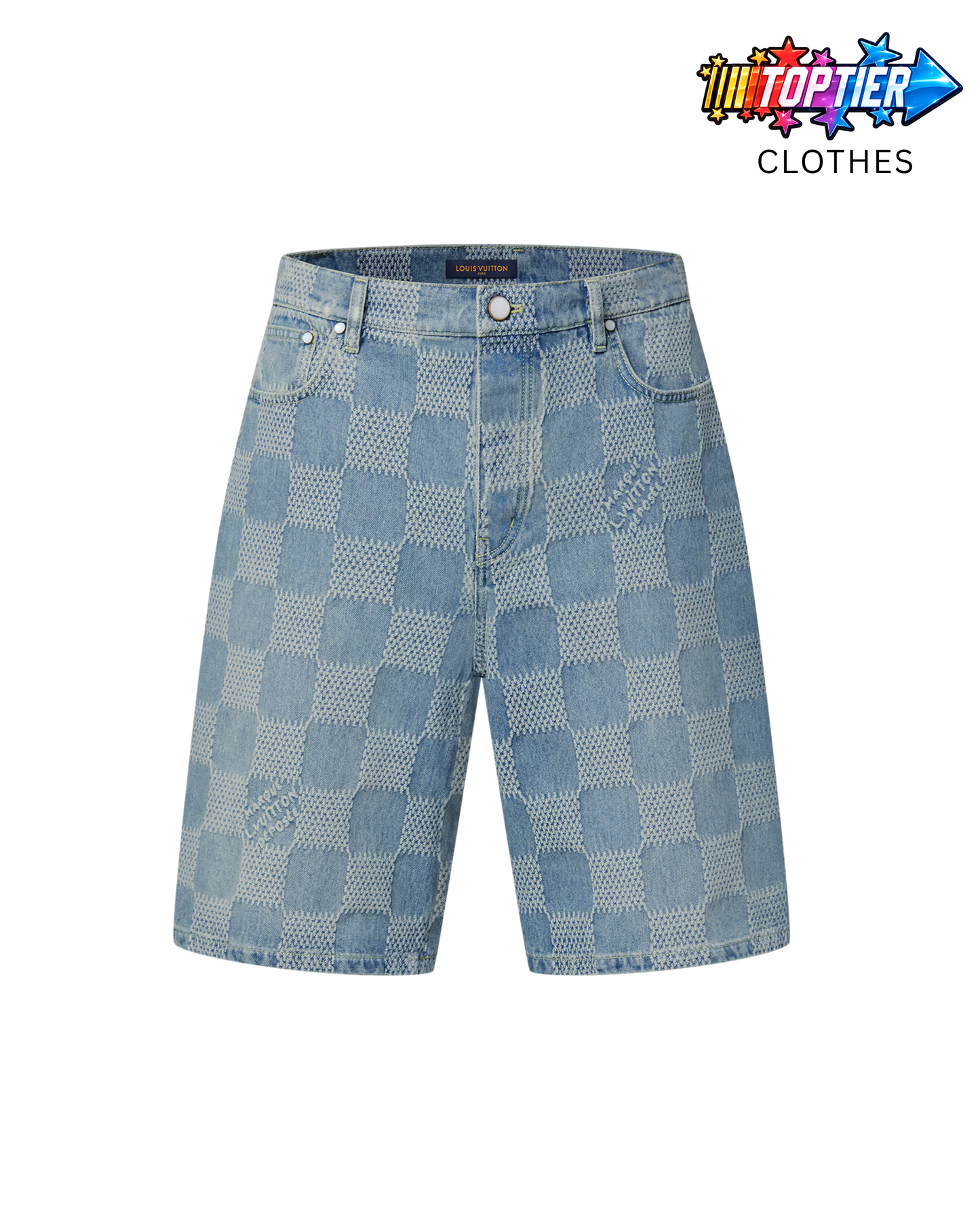 Louis Vuitton Damier 3D Light Denim Shorts