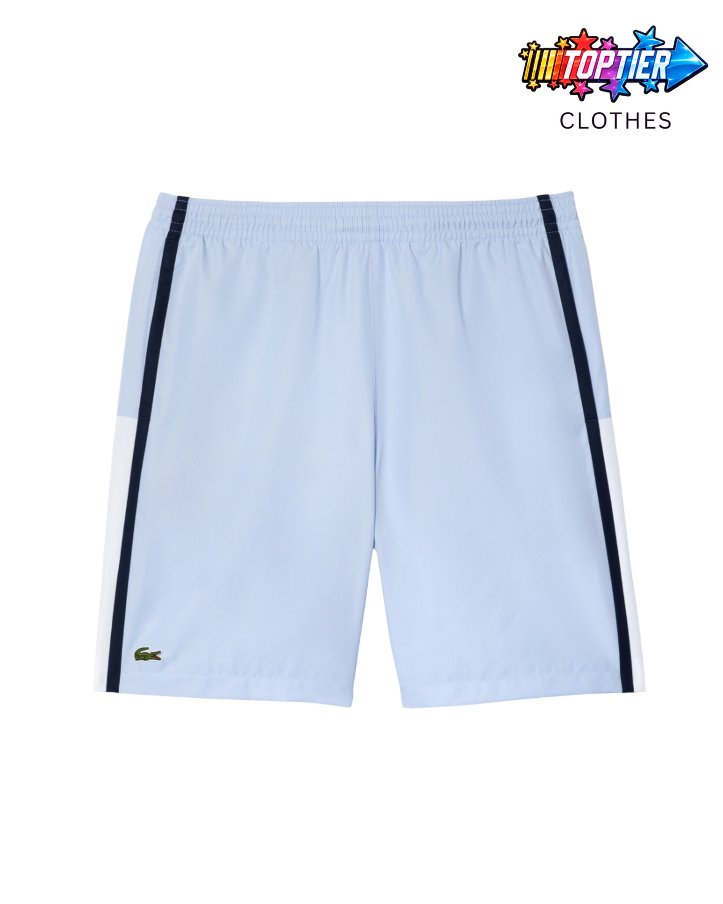 Lacoste Men's Lightweight Colorblock Stripe Tennis Shorts - White/Blue