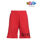 Givenchy Embroidered Fleece Bermuda Shorts Red