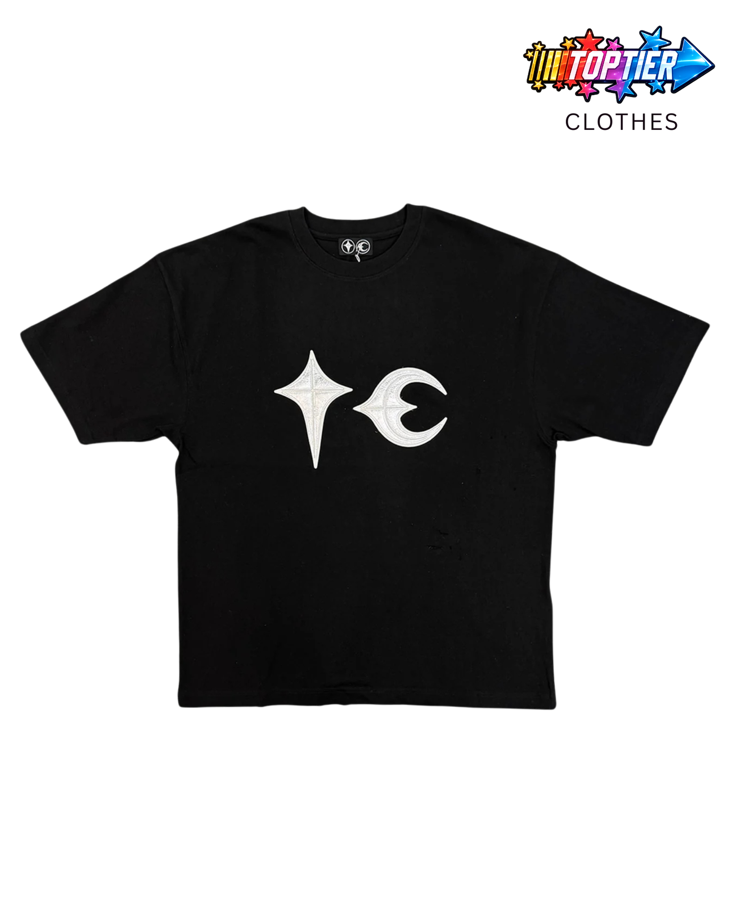 Thug Club Leather Stitched Logo Tee - Black/Silver