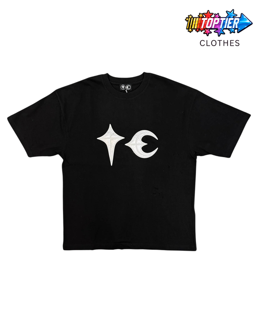 Thug Club Leather Stitched Logo Tee - Black/Silver