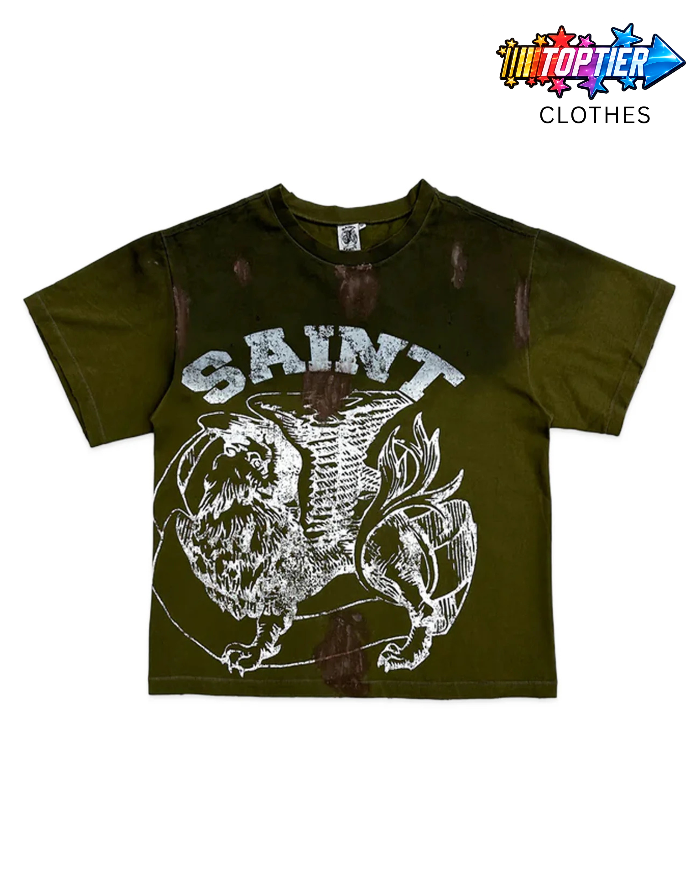 Saint Vanity Distressed Griffin Green Tee