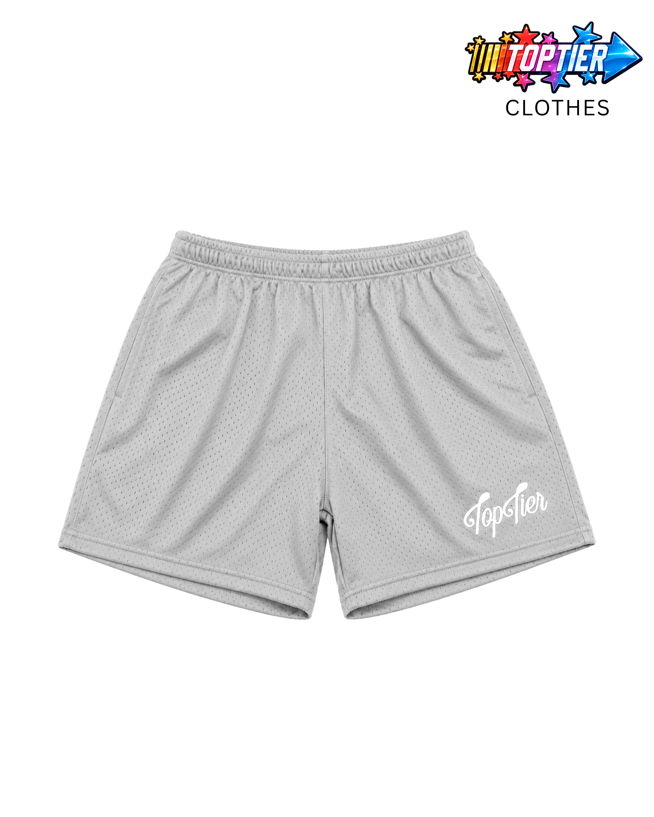 Top Tier Mesh Shorts Light Grey/White