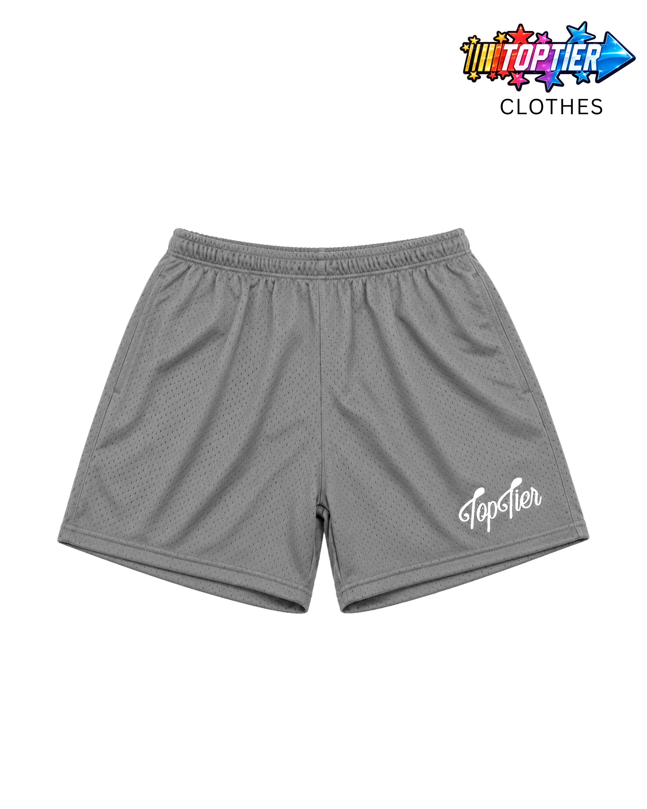 Top Tier Mesh Shorts Heather Grey/White