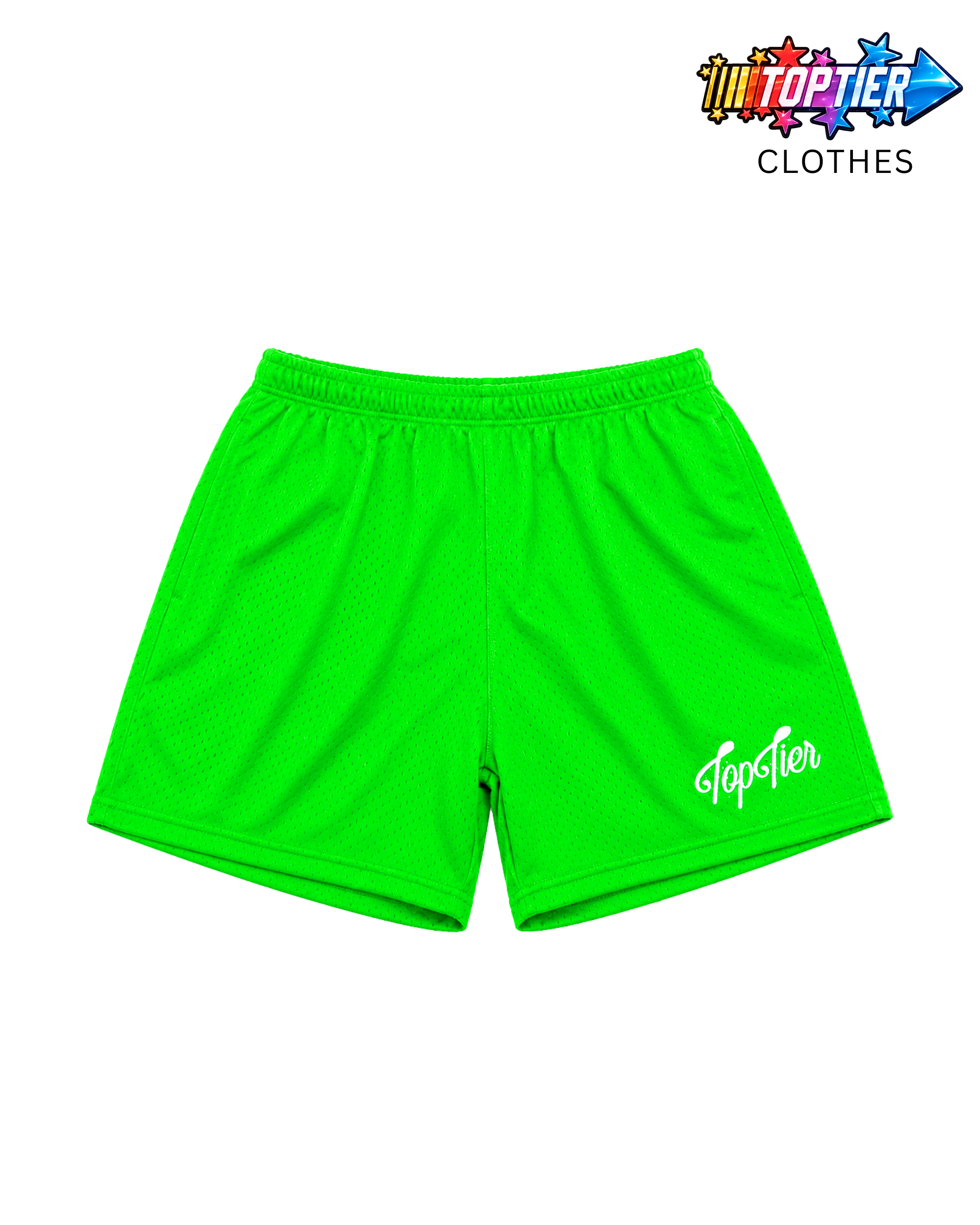 Top Tier Mesh Shorts Neon Green/White