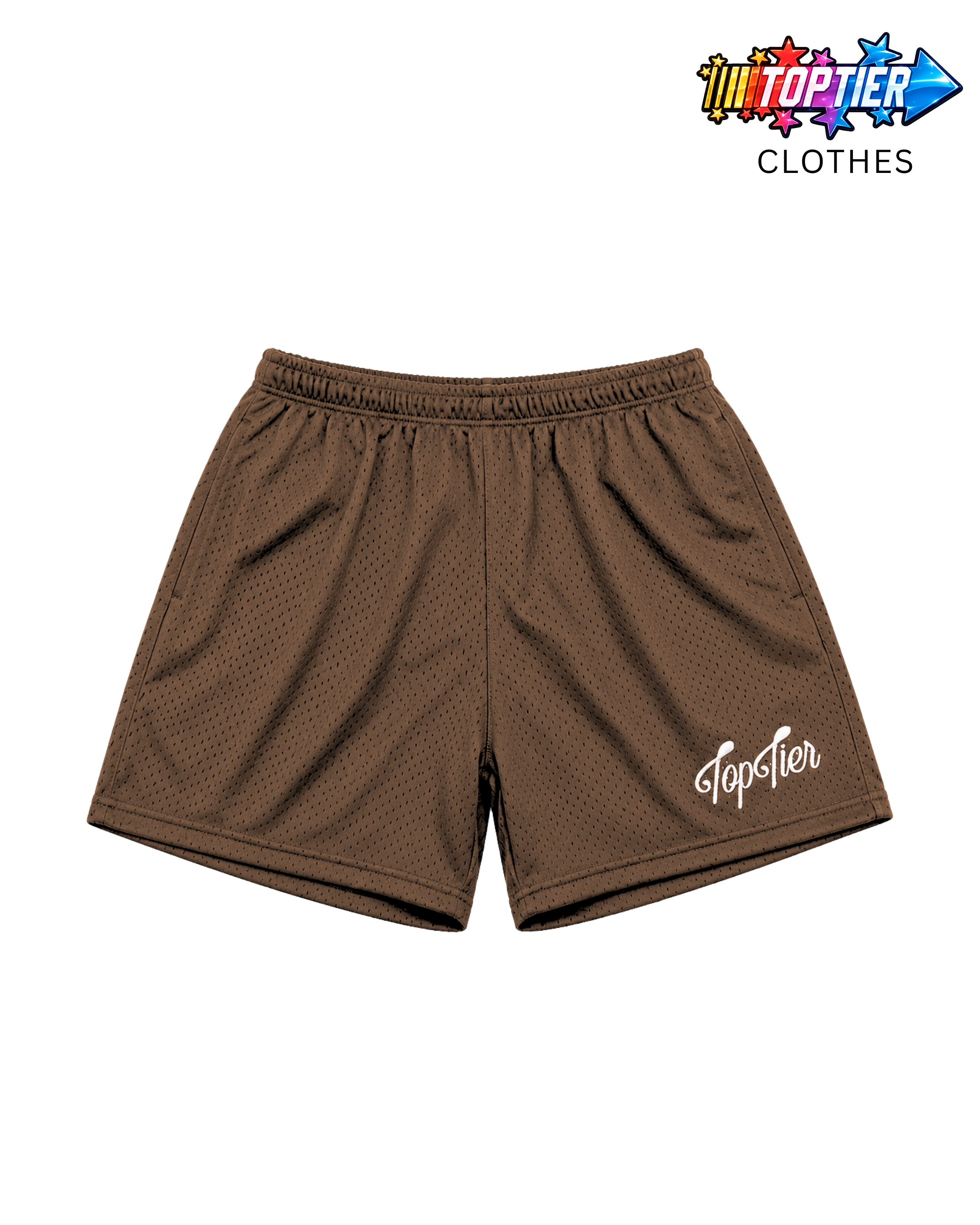 Top Tier Mesh Shorts Brown/White