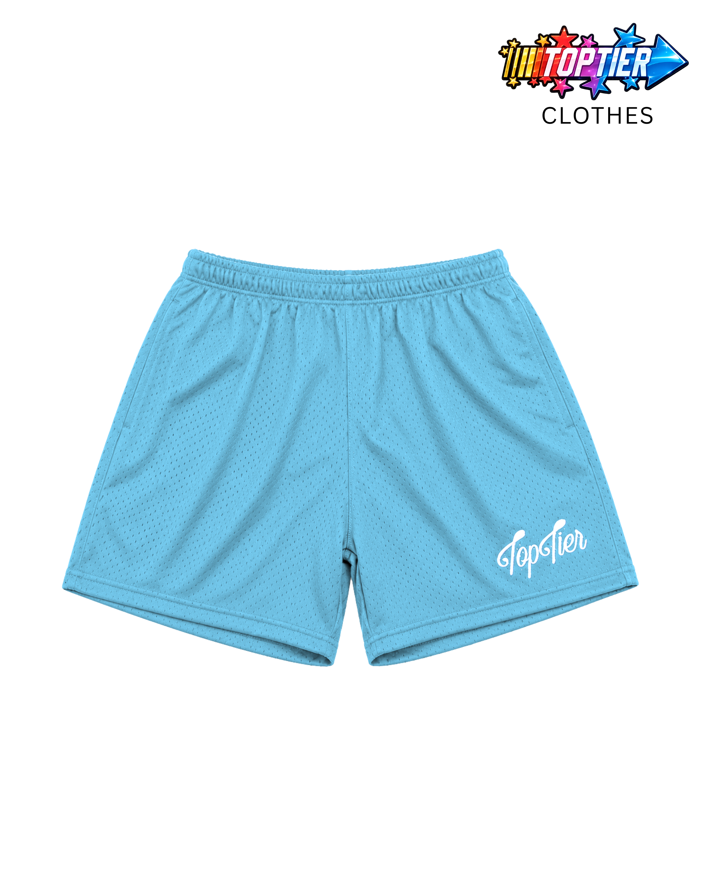 Top Tier Mesh Shorts Baby Blue/White