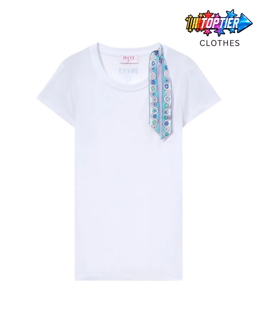 PUCCI Iride-Print Cotton Tee - White/Purple
