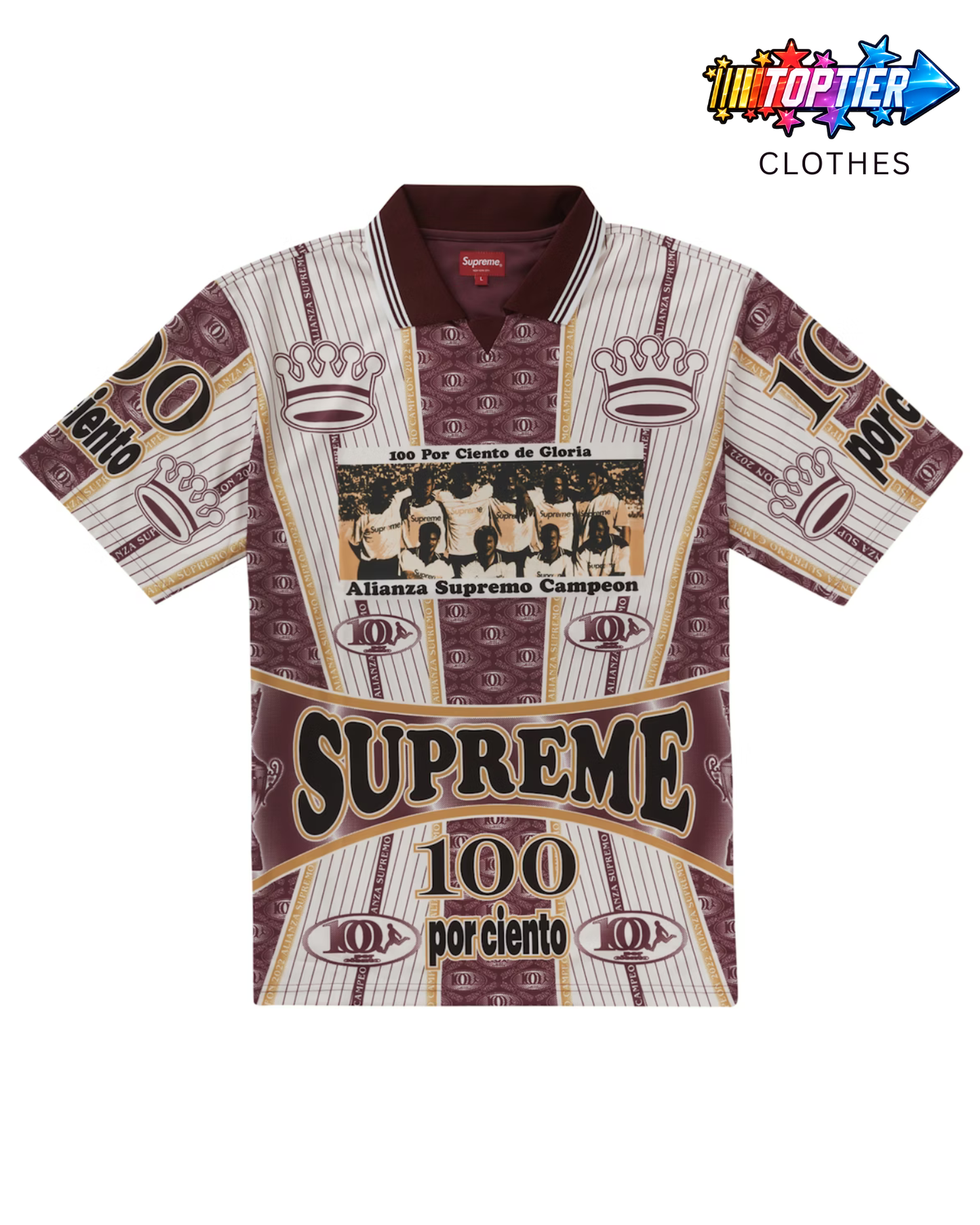 Supreme Por Ciento Soccer Jersey Burgundy