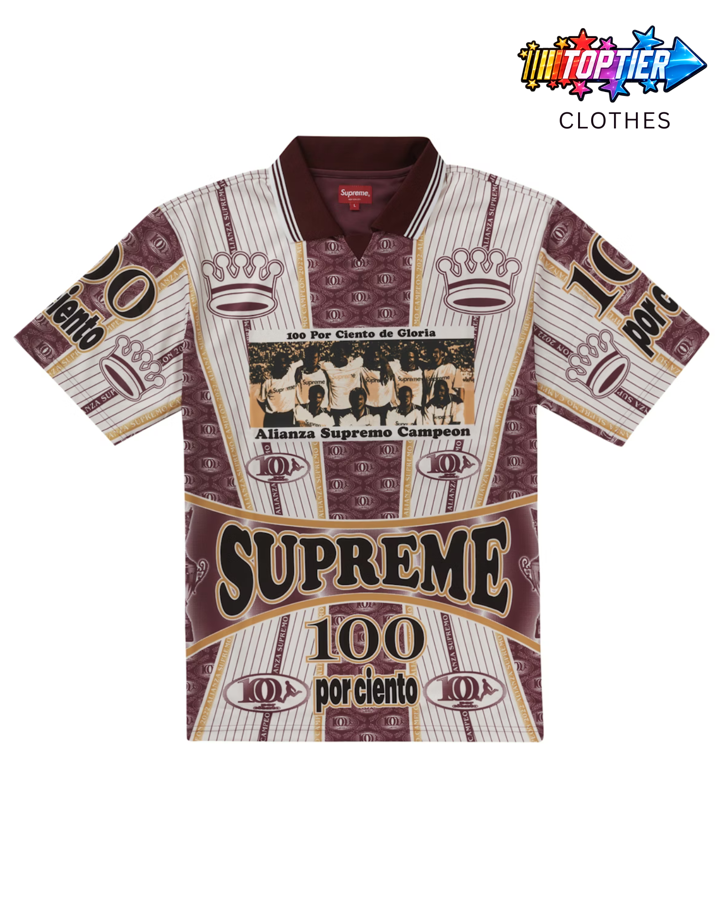 Supreme Por Ciento Soccer Jersey Burgundy