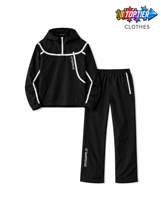 Skii Wrld Black Rain Tracksuit Set