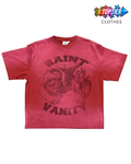 Saint Vanity Griffin Tee Distressed Dirty Washed Burgundy