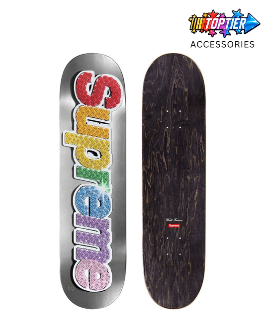 Supreme Platinum Bling Box Logo Skateboard