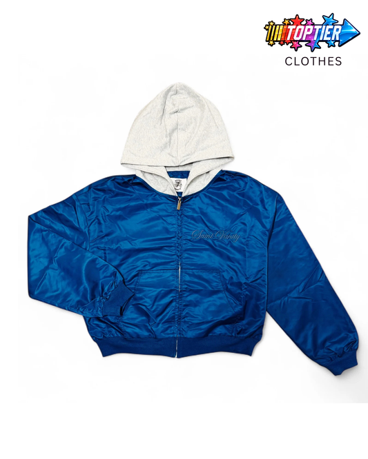 Saint Vanity Nylon Hooded Bomber Jacket Teal