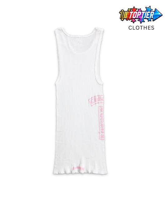 Chrome Hearts T Bar Rib Tank White/Pink