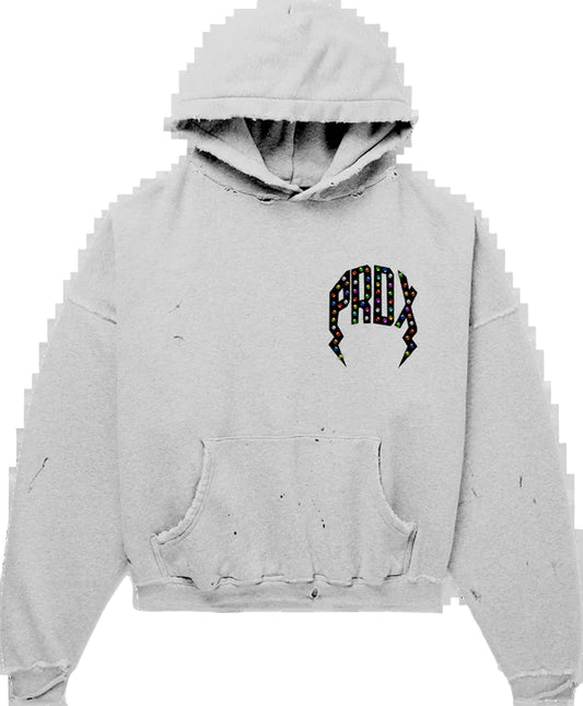 Paradox "Multi-Colored Gem" Distressed Pull-Over Hoodie