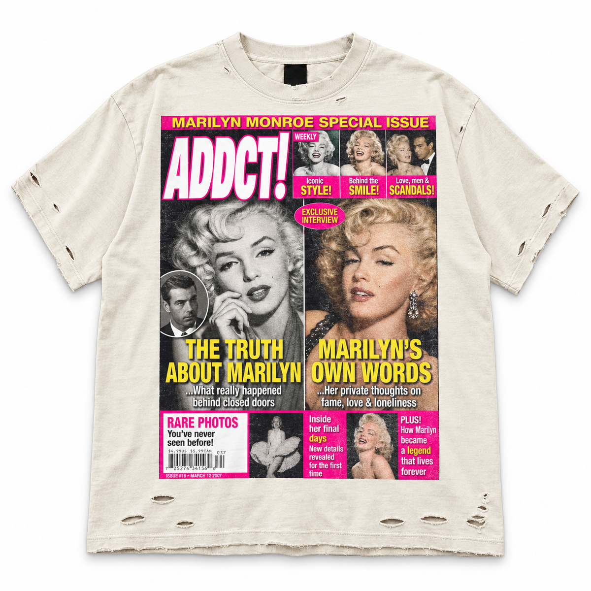 The Addct Marilyn Monroe Distressed Tee Shirt