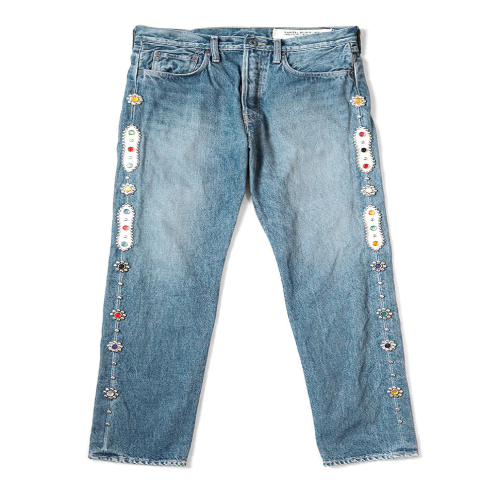 Kapital Kountry Straight Leg Embellished Light Wash Jeans