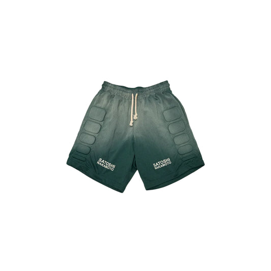 Satoshi Nakamoto Mesh Moto Sun Faded Green Shorts