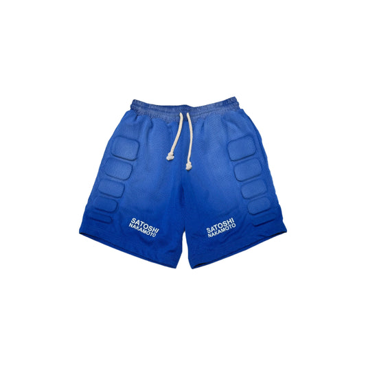 Satoshi Nakamoto Mesh Moto Sun Faded Blue Shorts