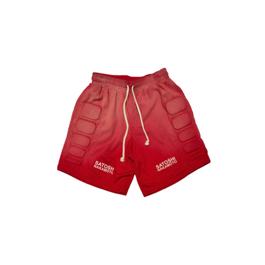 Satoshi Nakamoto Mesh Moto Sun Faded Red Shorts
