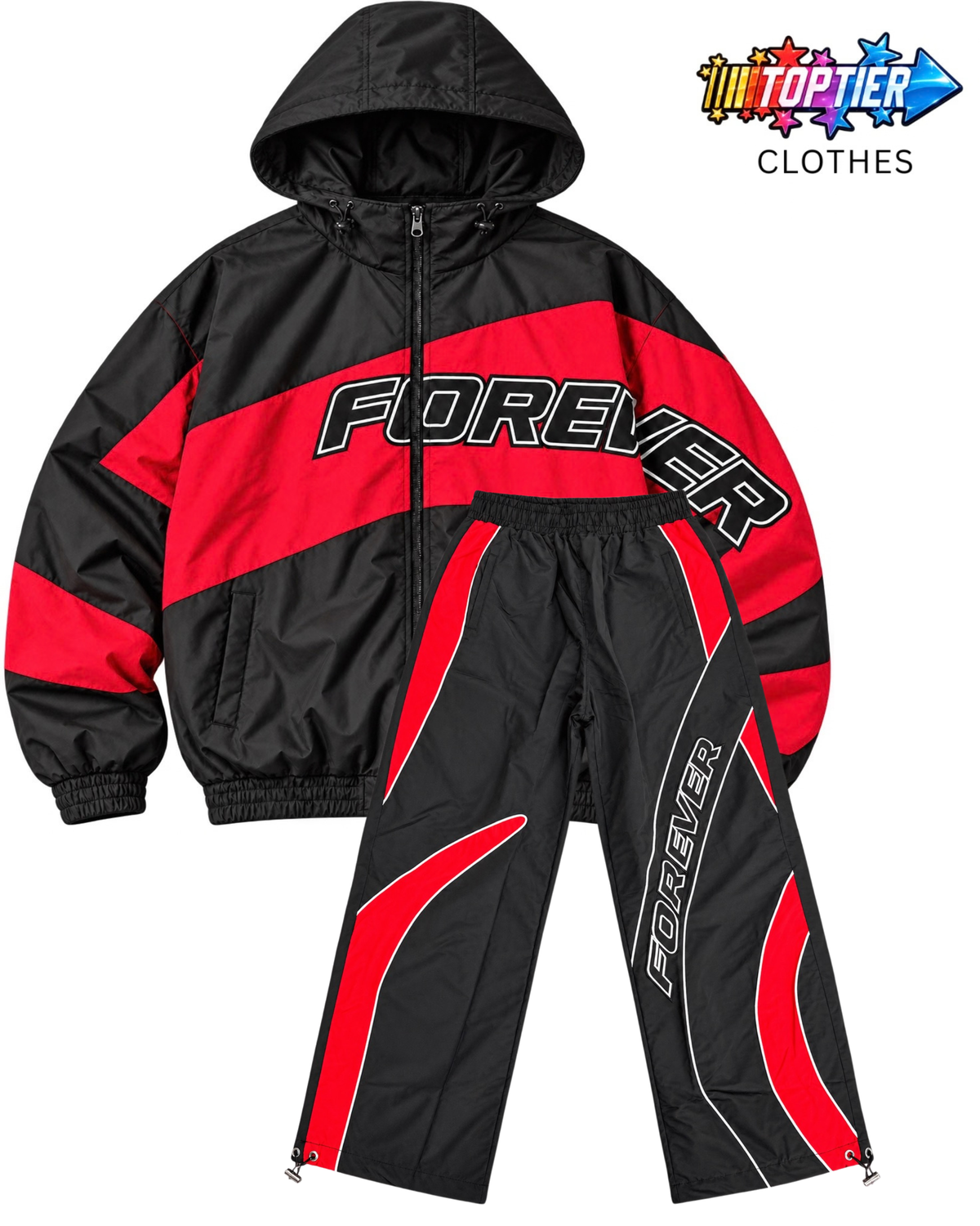 Forever Hungry Windbreaker Set - Red