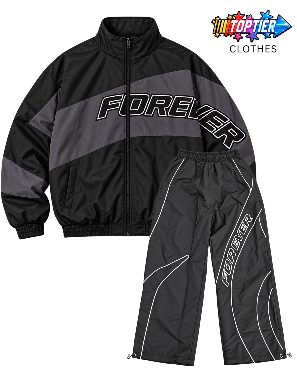 Forever Hungry Windbreaker Set - Black