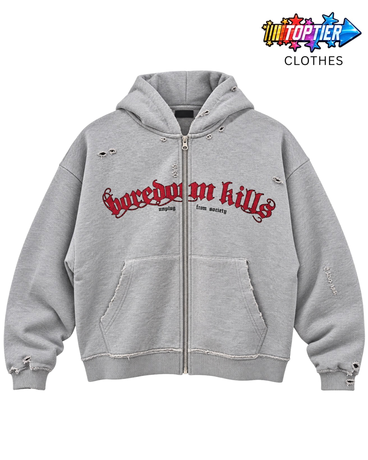 Boredom Kills Hoodie - Grey