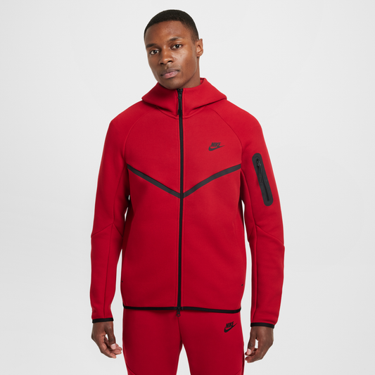 Nike Sportswear Tech Fleece Full Zip Hoodie & Joggers Set Red/Black