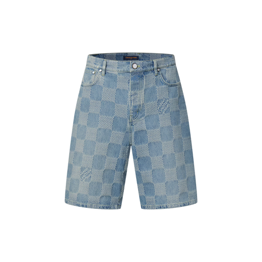 Louis Vuitton Damier 3D Light Denim Shorts